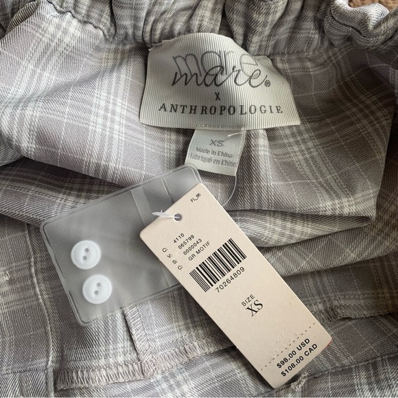 Mare Mare x Anthropologie Strapless Button Down Top Plaid - Picture 6 of 7